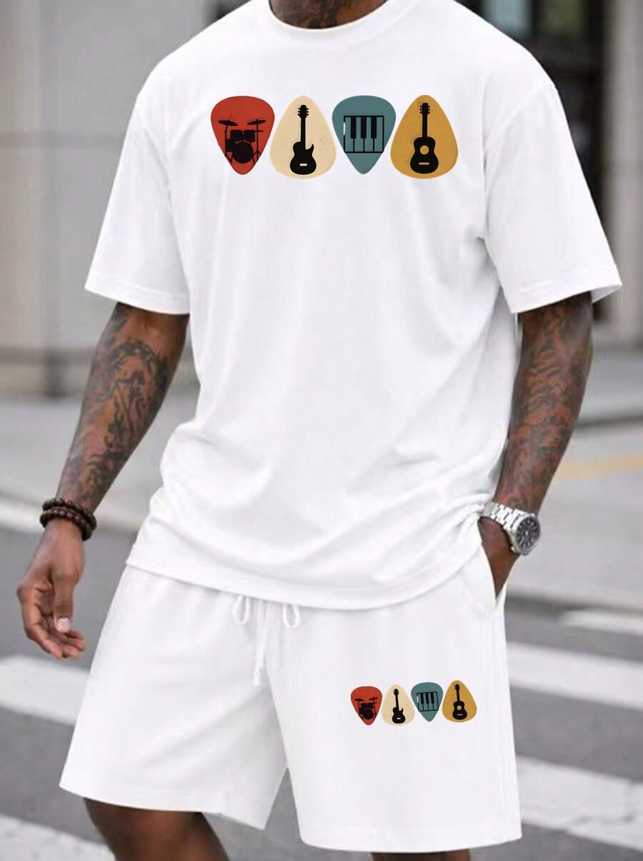 Musical Instrument Music - Męski Zestaw 2-częściowy: Oversize T-shirt i
